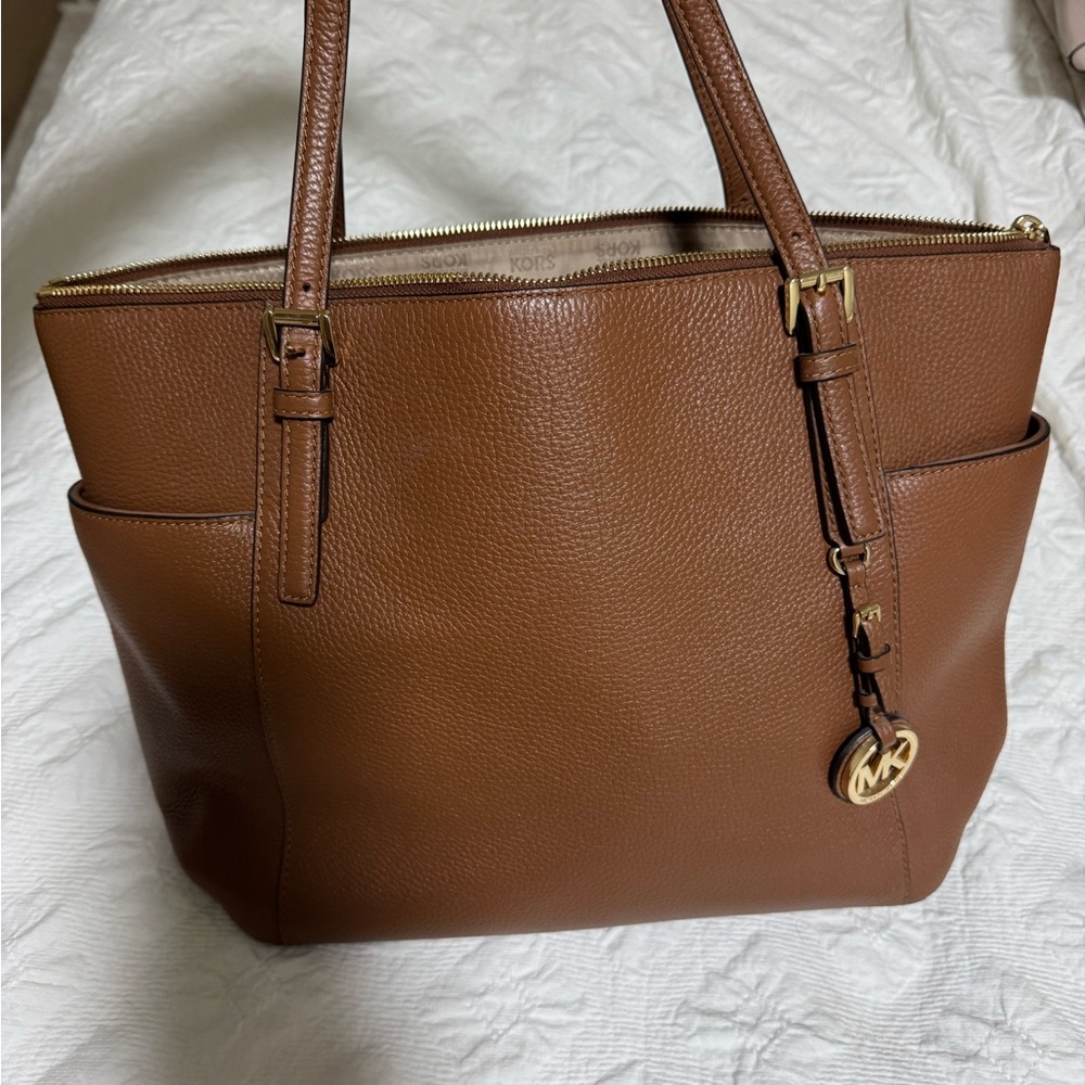 Michael Kors Tan Leather Tote with Gold Accents